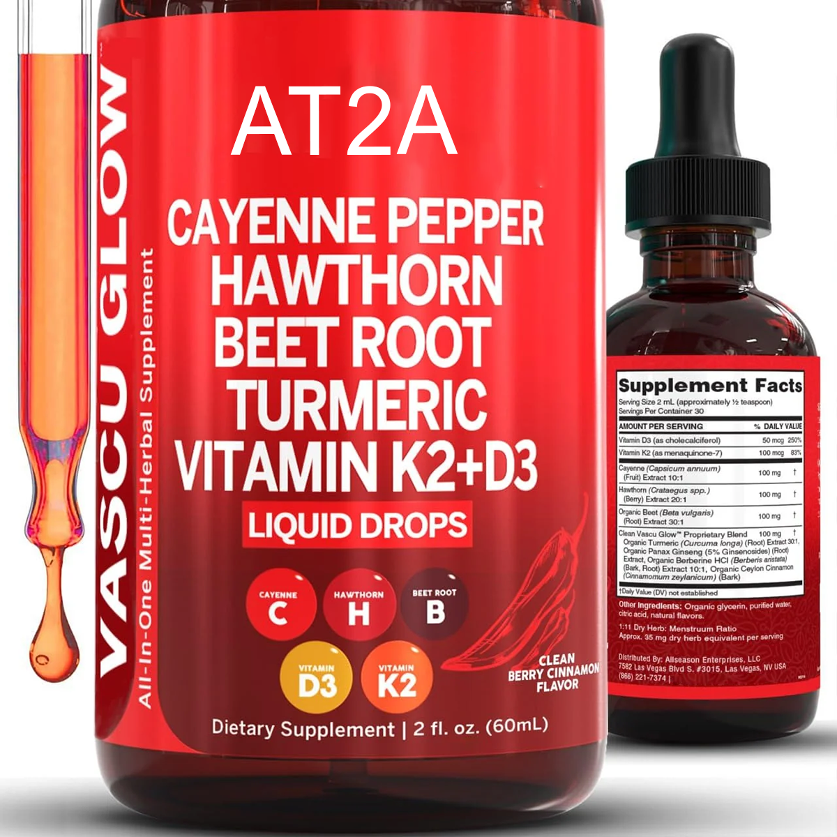 Vascu Glow cayenne pepper hawthorn beet root liquid drops